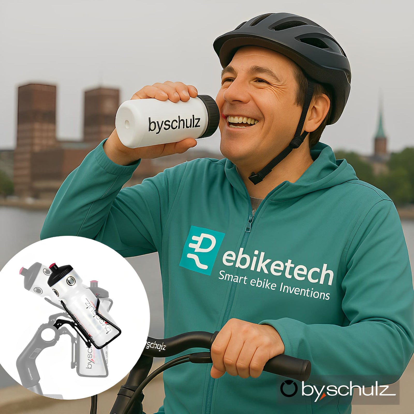 by.schulz SDS Single - Link Flaskeholder Arm - Justerbar arm montert til styrestem som holder din flaskeholder - ebiketech