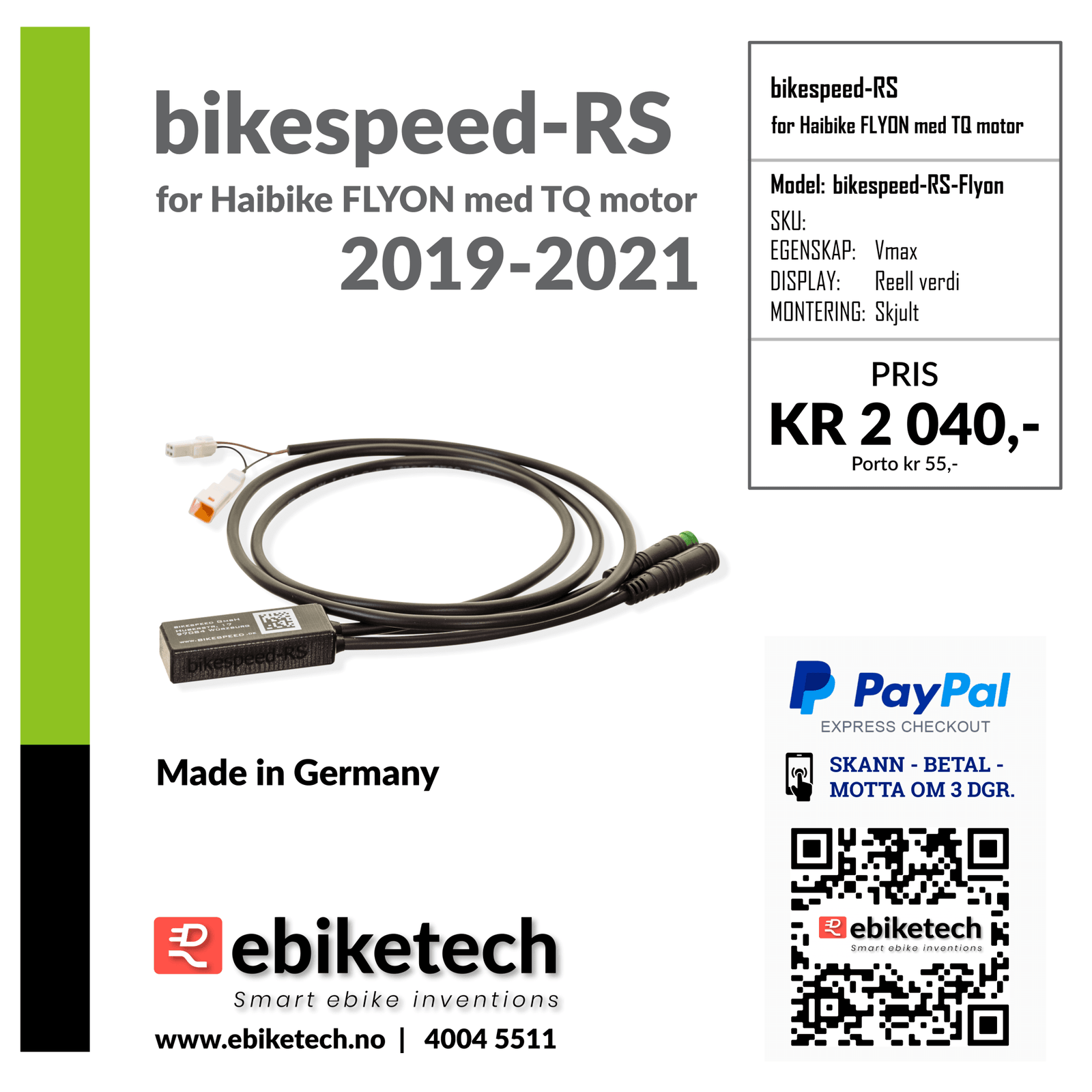 bikespeed-RS for Haibike FLYON med TQ motor (2019-2021) - ebiketechnology