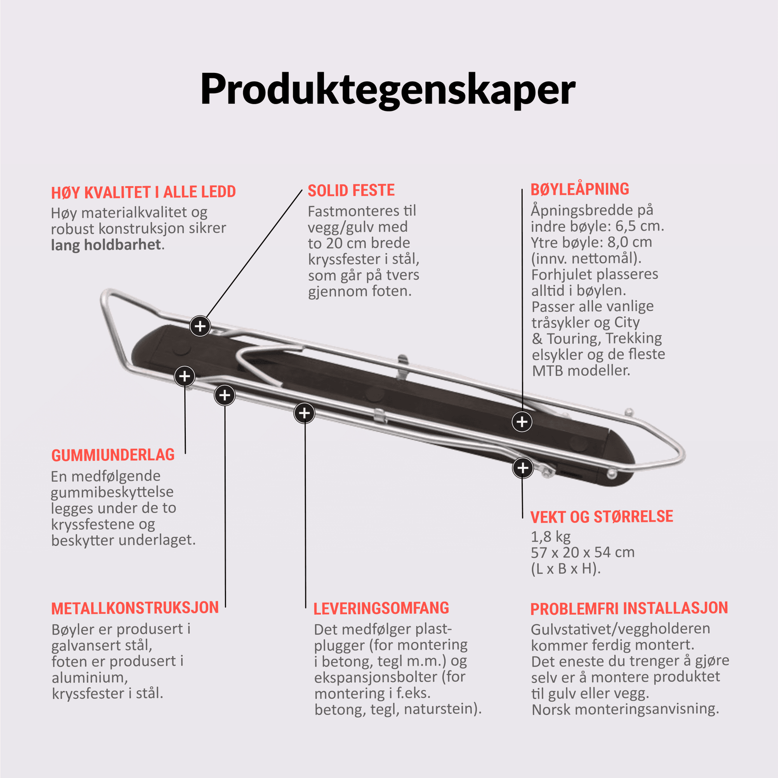 MECYC sammenleggbart kombi sykkelstativ for både gulv- og veggmontering, 30 kg. - ebiketechnology