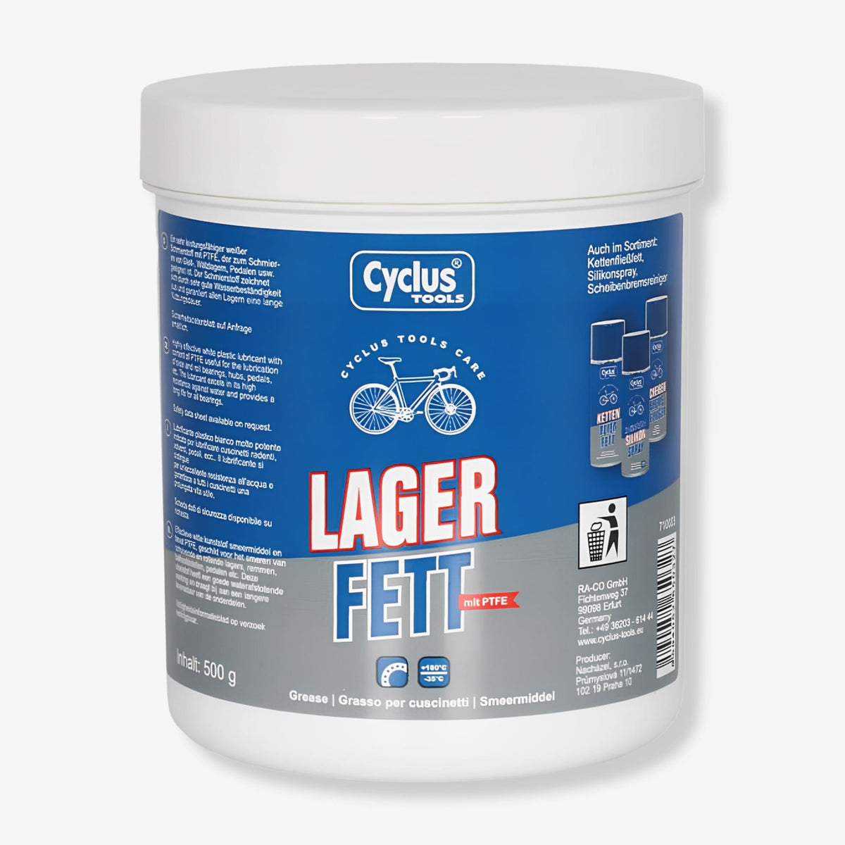 Cyclus Tools hvitt fett med PTFE for knutepunkter, lagre osv. - 500g kan
