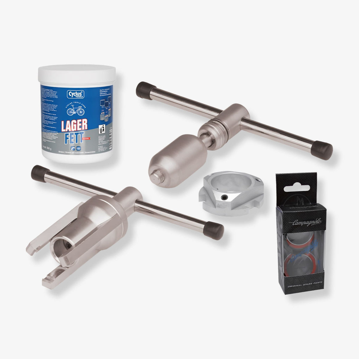 Cyclus Tools Ultra Torque reparasjonssett: presseverktøy, avtrekker, adapter, kulelager og 500g fett