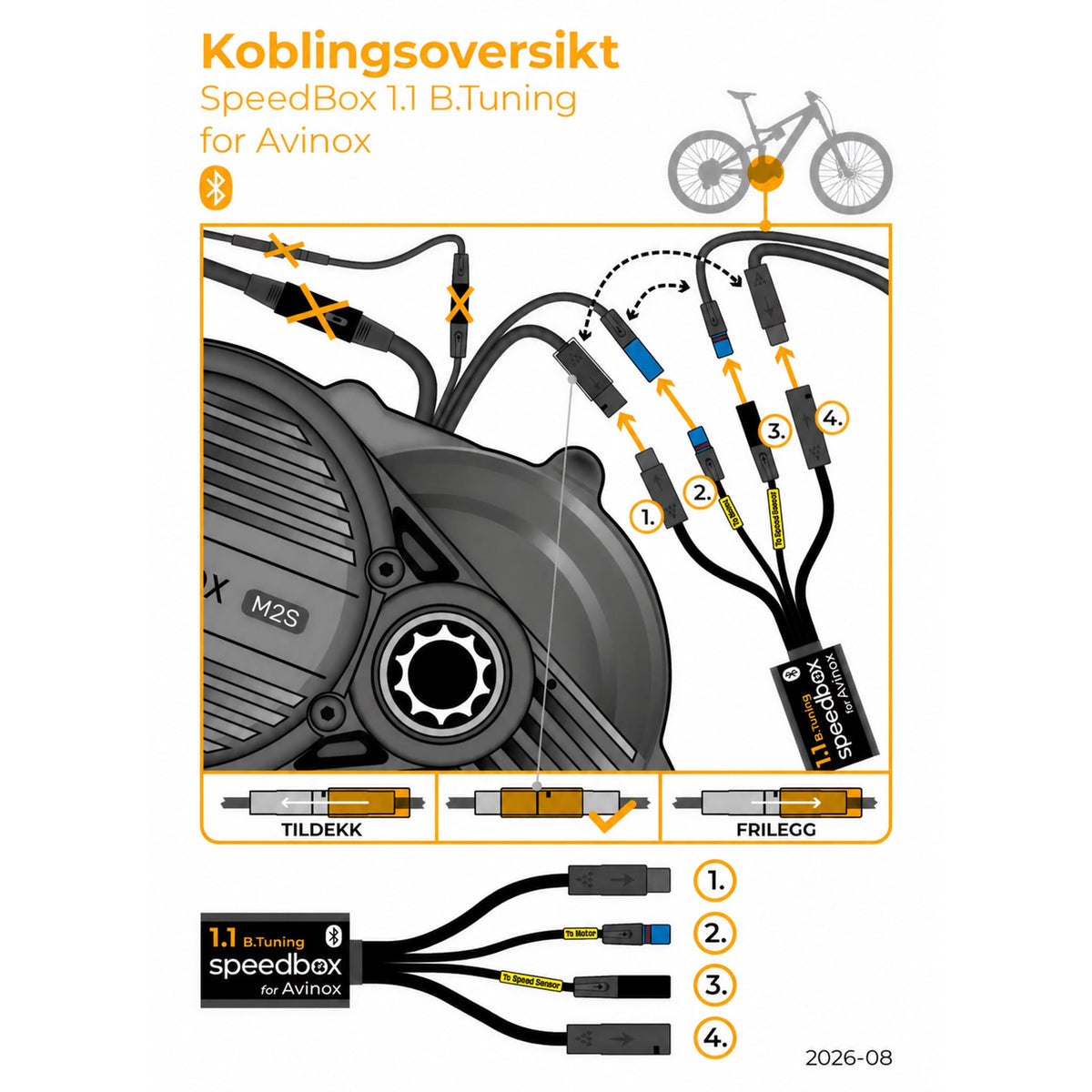 SpeedBox 1.1 B.Tuning for Avinox (M2, M2S) - ELSYKKEL-TRIM - OPPHEVER 25 KM/T SPERREN
