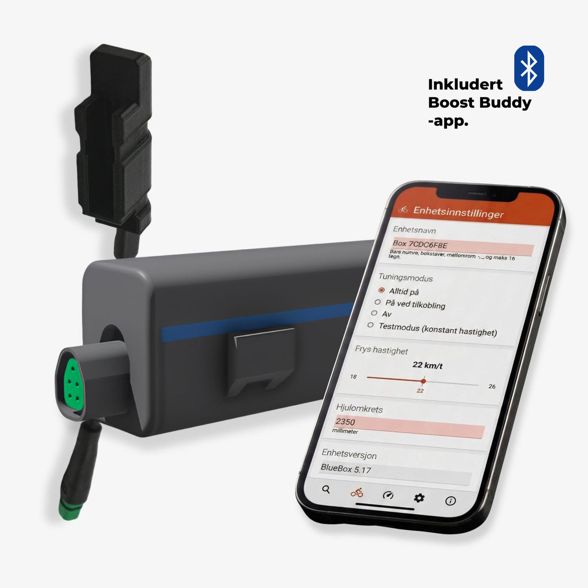 badassBox 5 TQ Slim sett - kontaktløs tuning for alle motorer med Slim Sensor - App Styring - ebiketech
