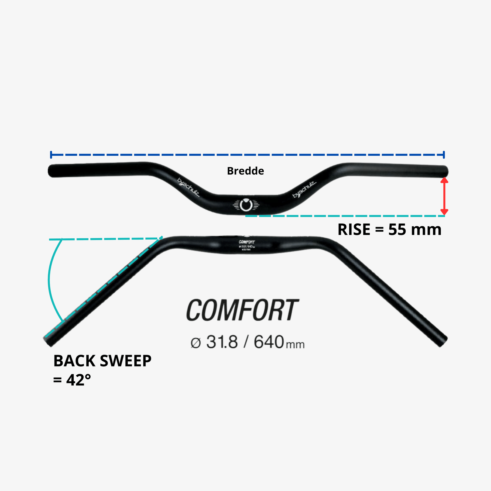 by.schulz Comfort Aluminiumsstyre for bekvemmelighet og langdistanseturer - Diameter 31,8mm - 640mm bredde - ebiketech