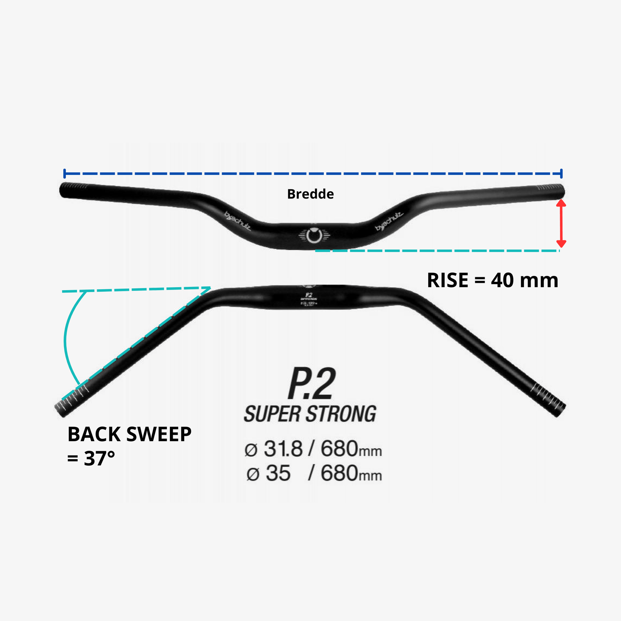 by.schulz Premium P.2 SuperStrong - Robust Aluminiumsstyre Ideell for cargosykler og raske elsykler - Diameter 31,8mm - 680mm bredde - ebiketech