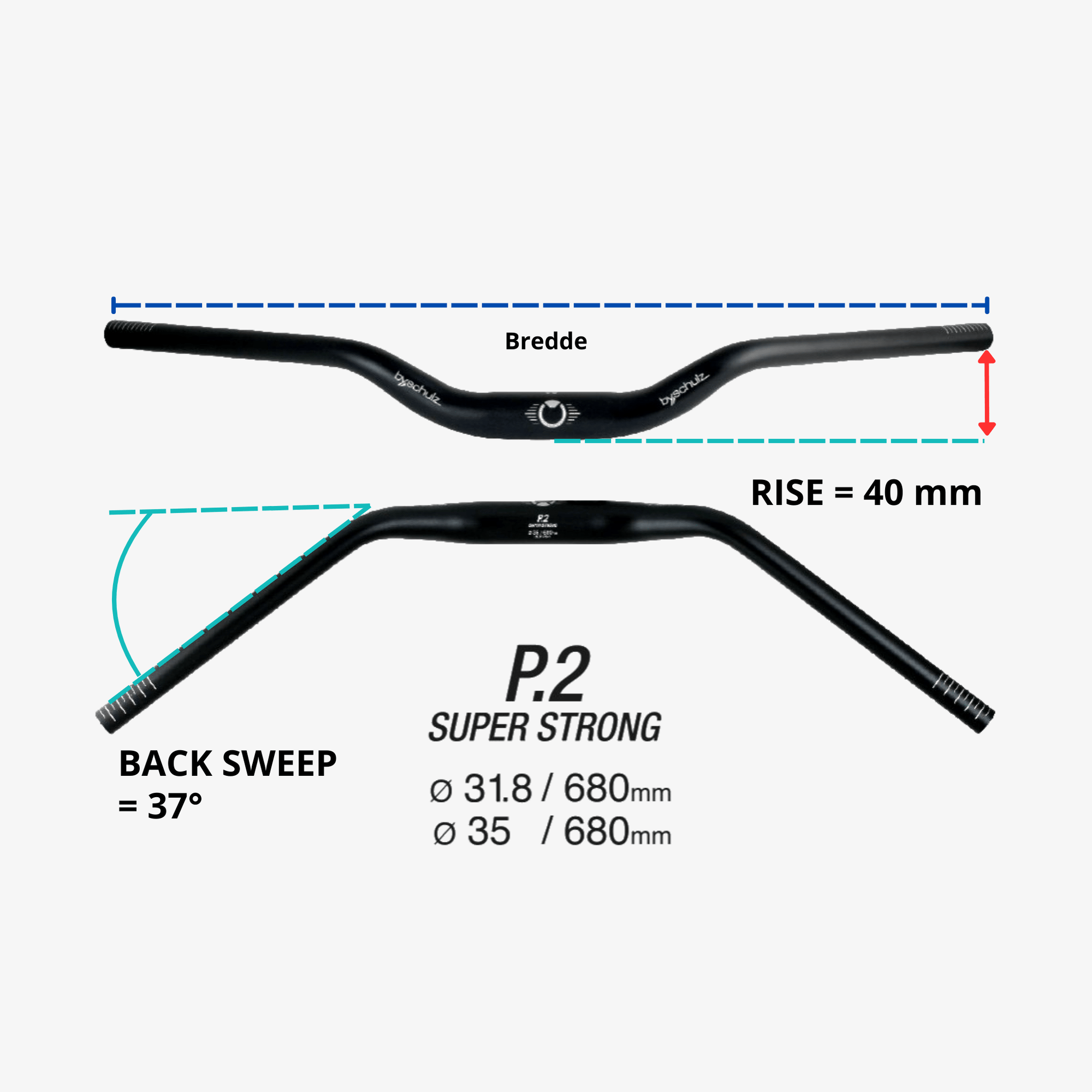 by.schulz Premium P.2 Super Strong - Robust Aluminiumsstyre Ideell for cargosykler og raske elsykler - Diameter 35mm - 680mm bredde - ebiketech