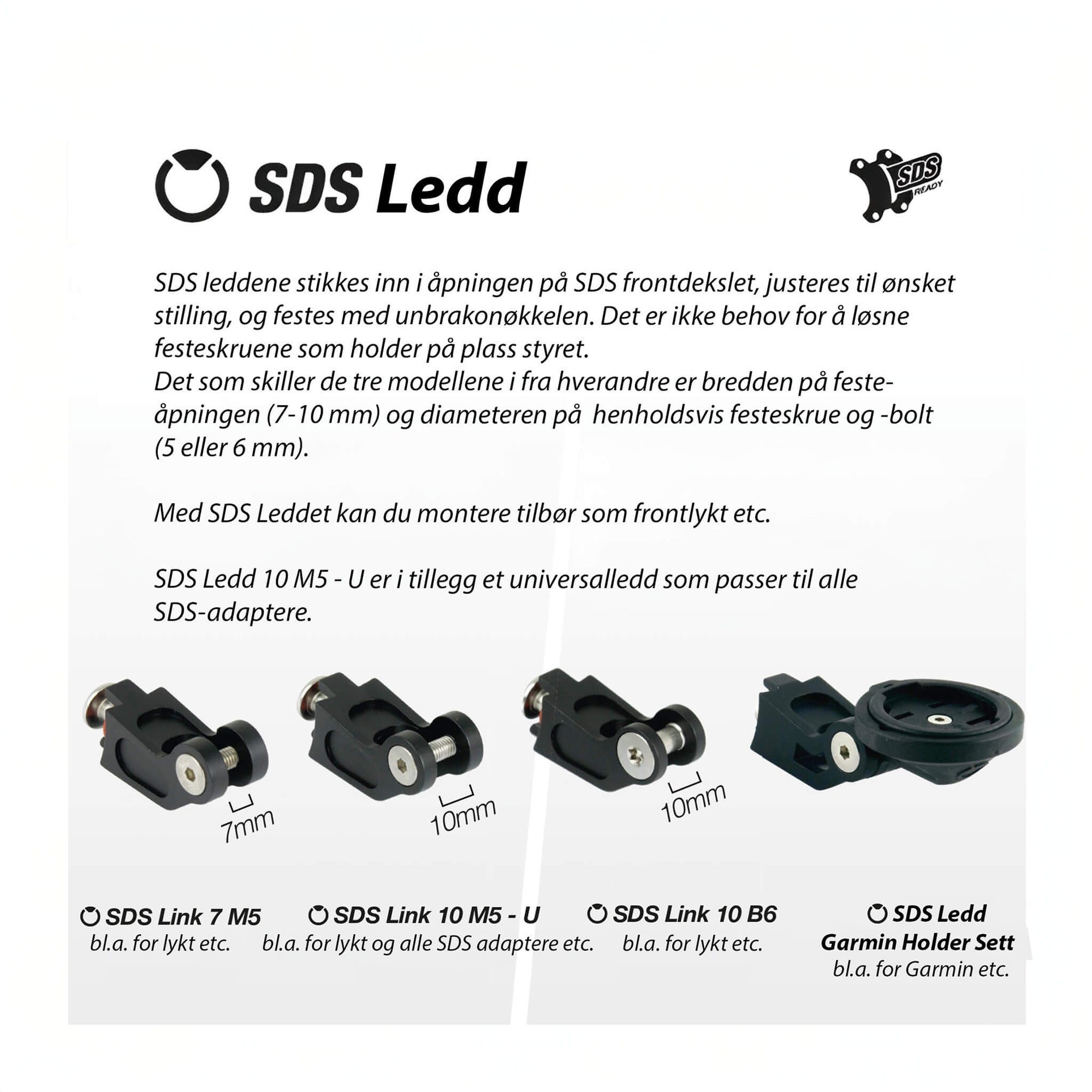 by.schulz SDS Link Garmin® Holder Sett - for montering av Garmin ekstrautstyr - kompatibelt med SDS systemet - ebiketech