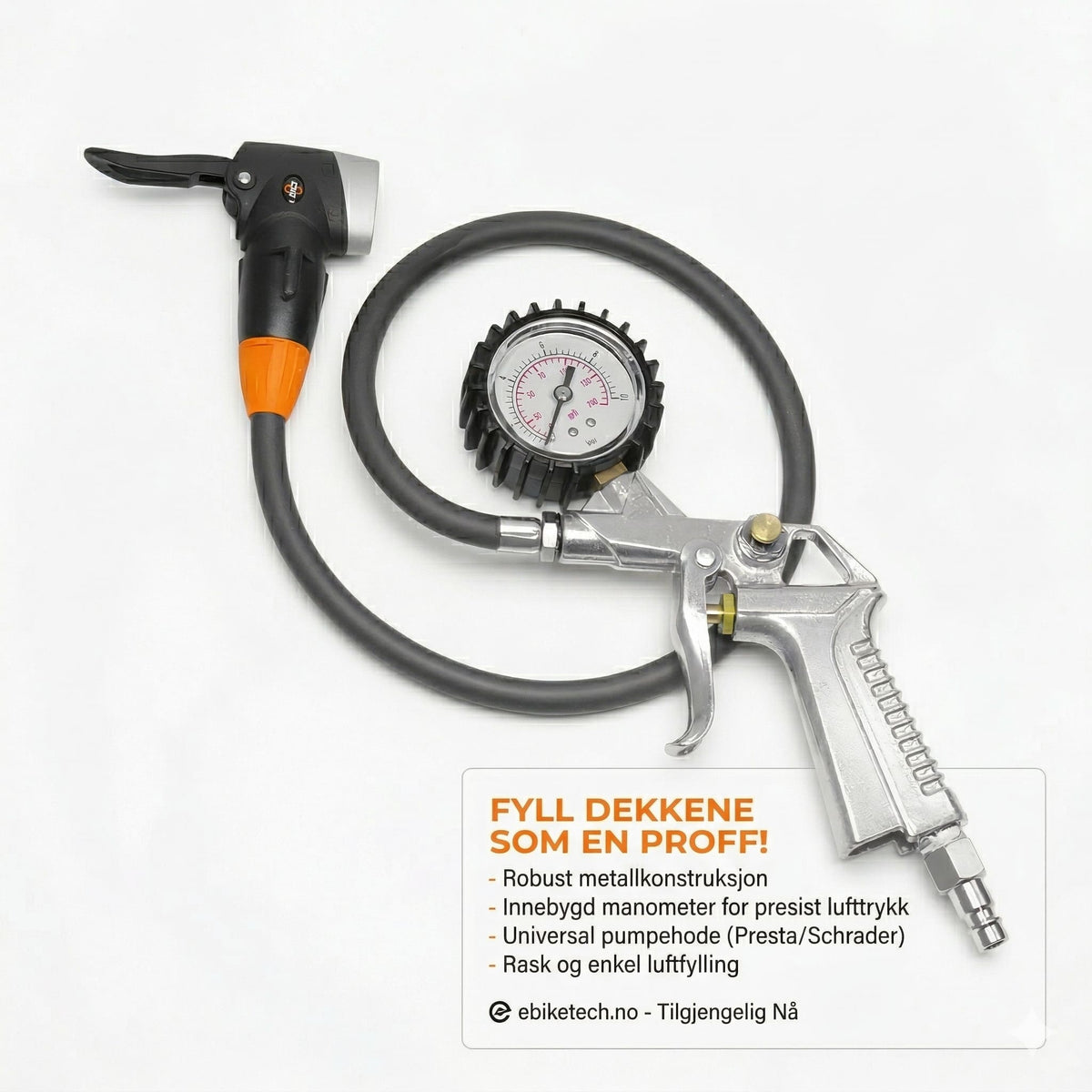 Cyclus Tools luftpåfyller for Schrader (Auto) / Presta (Sclaverand / French) ventil - ebiketech