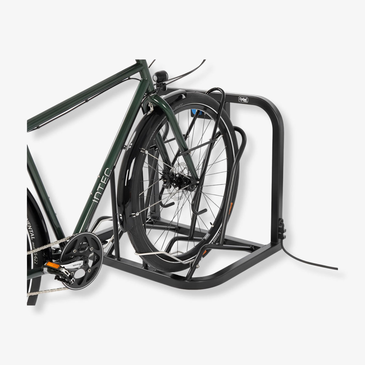 Cyclus Tools Sykkelstativ for elsykler | Stativ for 2 sykler inkl. tilkobling av lader for elsykkelbatterier | 230 V - ebiketech