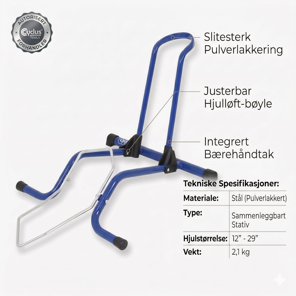 CYCLUS TOOLS Sykkelstativ | For front- og bakhjul 26 "-29" | blå - ebiketech