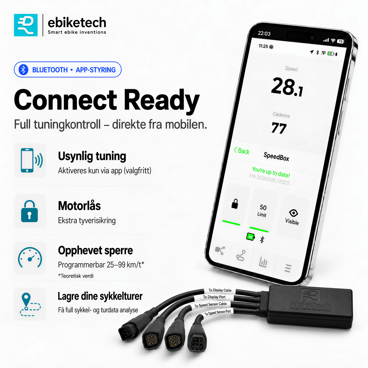 ebiketech 3.2 B.Tuning for Momas Ultra+ Gen 4 - ELSYKKEL-TRIM med App - ebiketech
