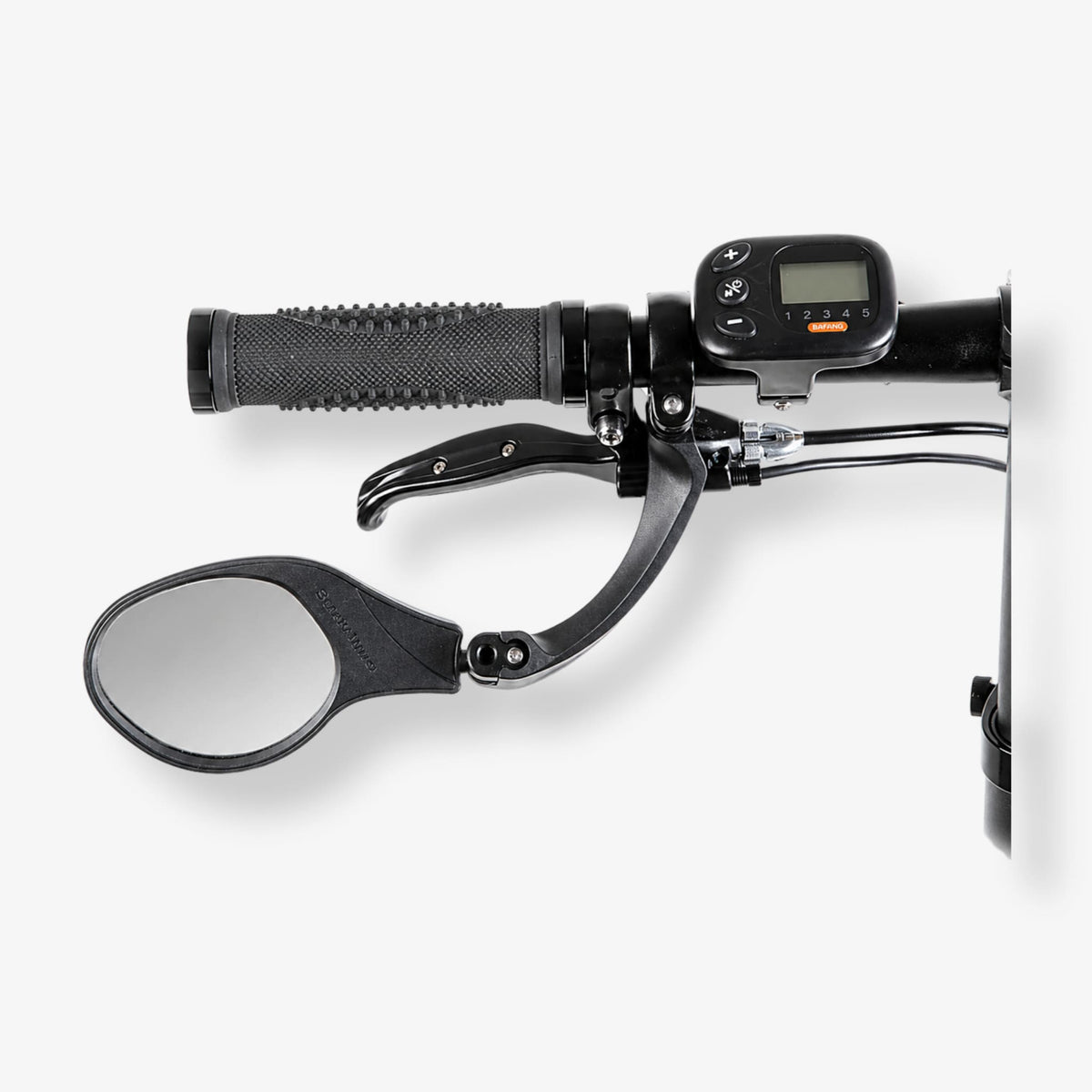 Mirage Uno Sykkelspeil med styreklemme (21,0 mm til 26,0 mm), venstre side - ebiketech