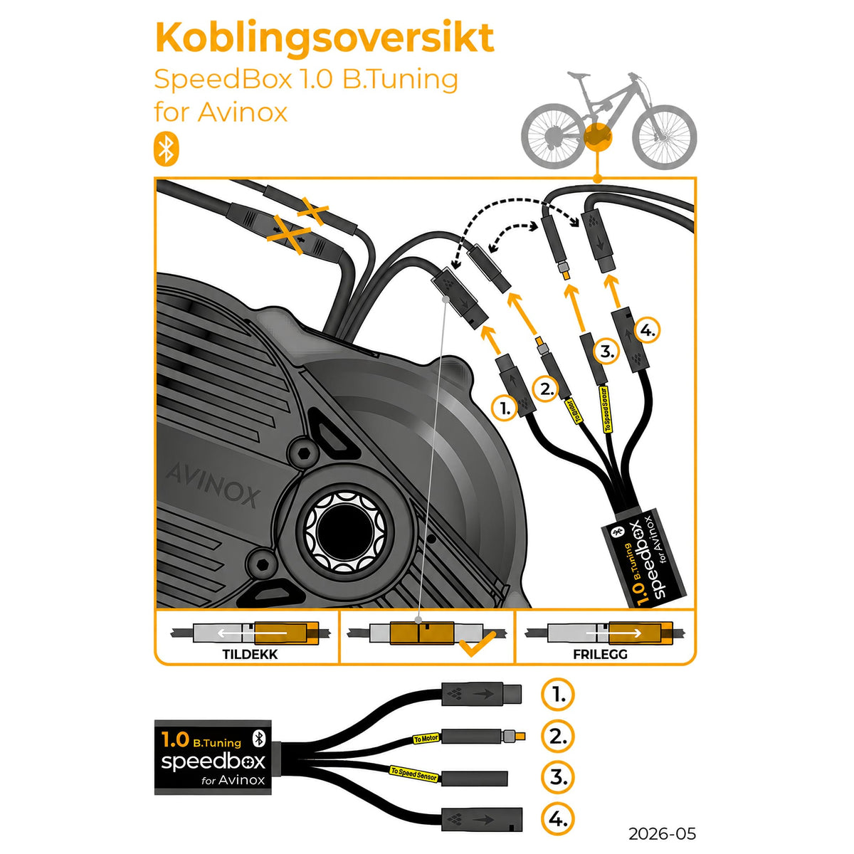 SpeedBox 1.0 B.Tuning for Avinox (M1) - ELSYKKEL-TRIM - OPPHEVER 25 KM/T SPERREN - ebiketech