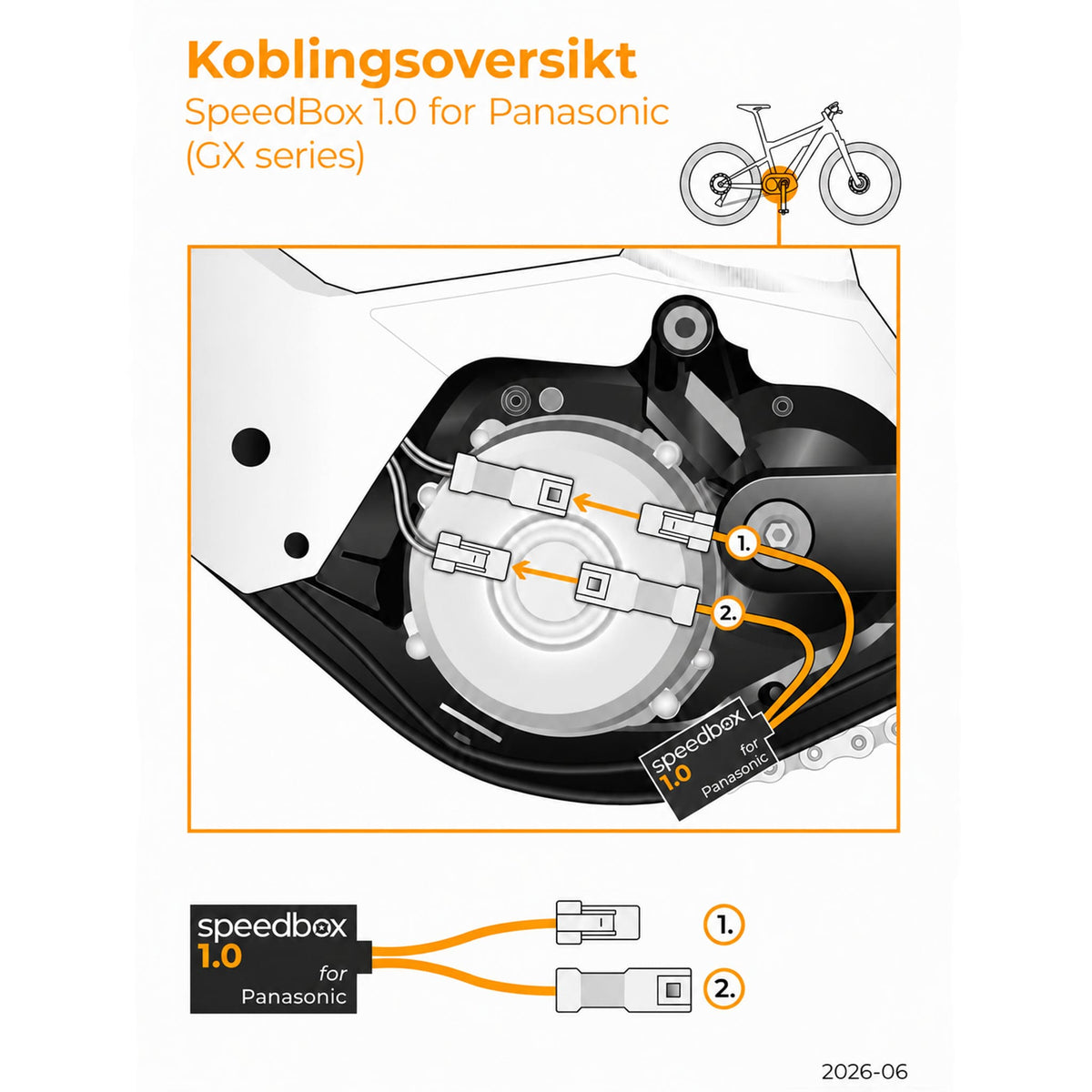 SpeedBox 1.0 for Panasonic (GX serien) v2 - INNEBYGD ELSYKKELTRIM - OPPHEVER 25 KM/T SPERREN - ebiketech