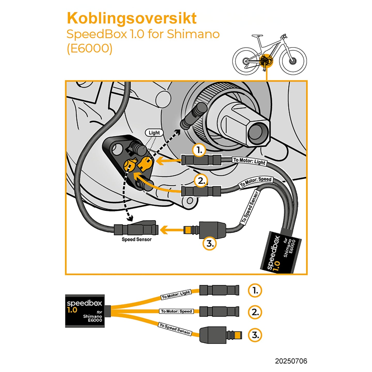 SpeedBox 1.0 for Shimano E6000 og E6001 Vmax - INNEBYGD ELSYKKELTRIM - OPPHEVER 25 KM/T SPERREN - ebiketech