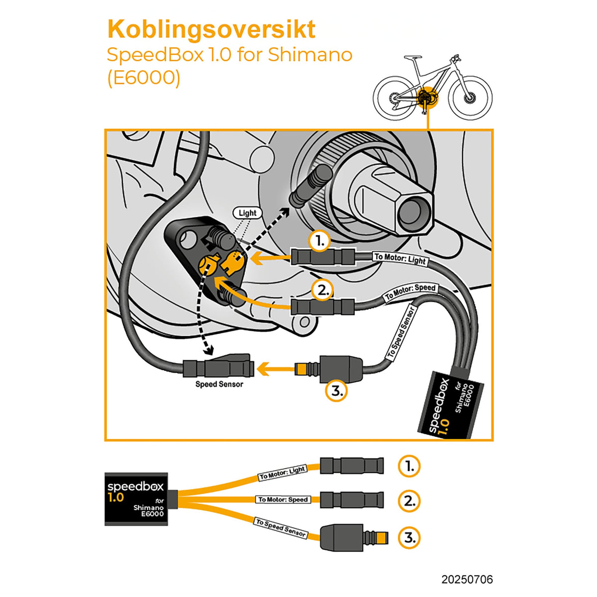 SpeedBox 1.0 for Shimano E6000 og E6001 Vmax - INNEBYGD ELSYKKELTRIM - OPPHEVER 25 KM/T SPERREN - ebiketech