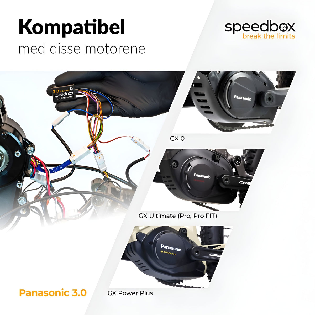 SpeedBox 3.0 B.Tuning for Panasonic (GX serien) Vmax - INNEBYGD ELSYKKELTRIM - OPPHEVER 25 KM/T SPERREN - ebiketech
