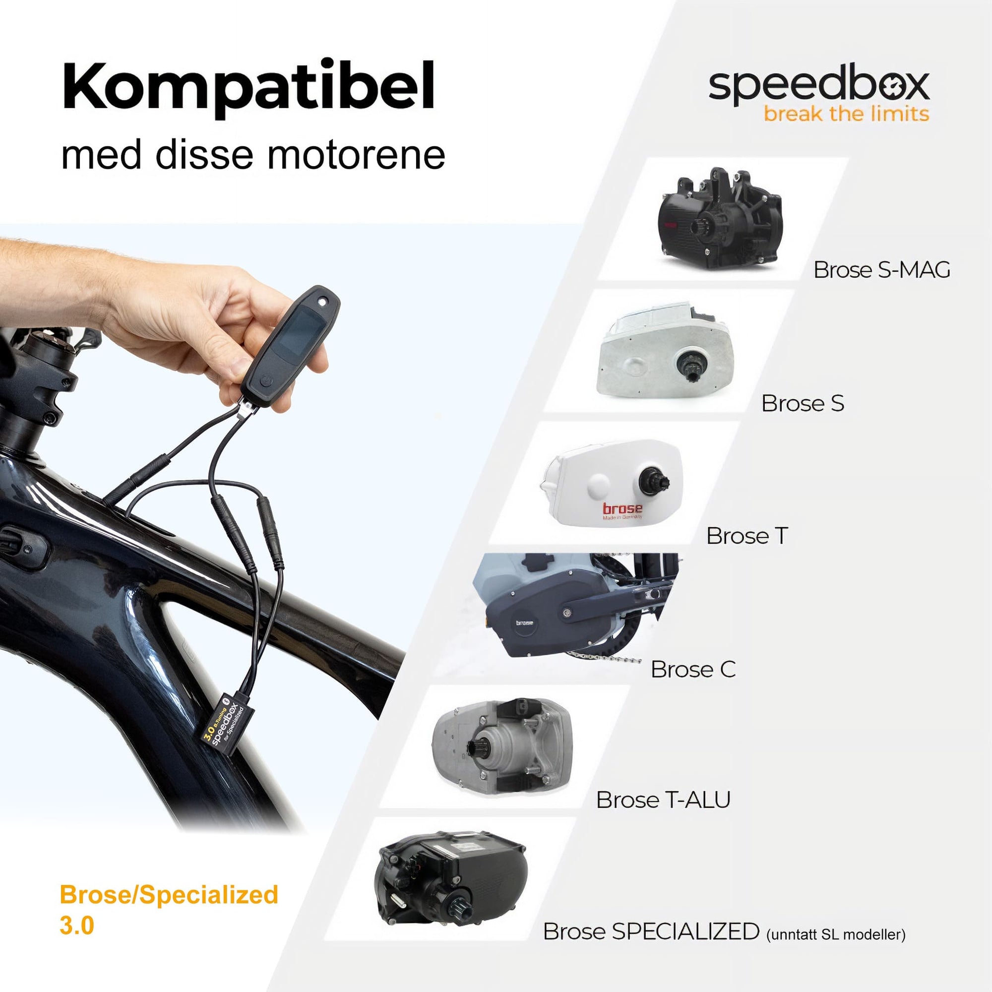 SpeedBox 3.0 B.Tuning for Specialized Vmax (for alle Specialized motorer med TCU/TCD skjerm) - ELSYKKEL - TRIM! - ebiketech