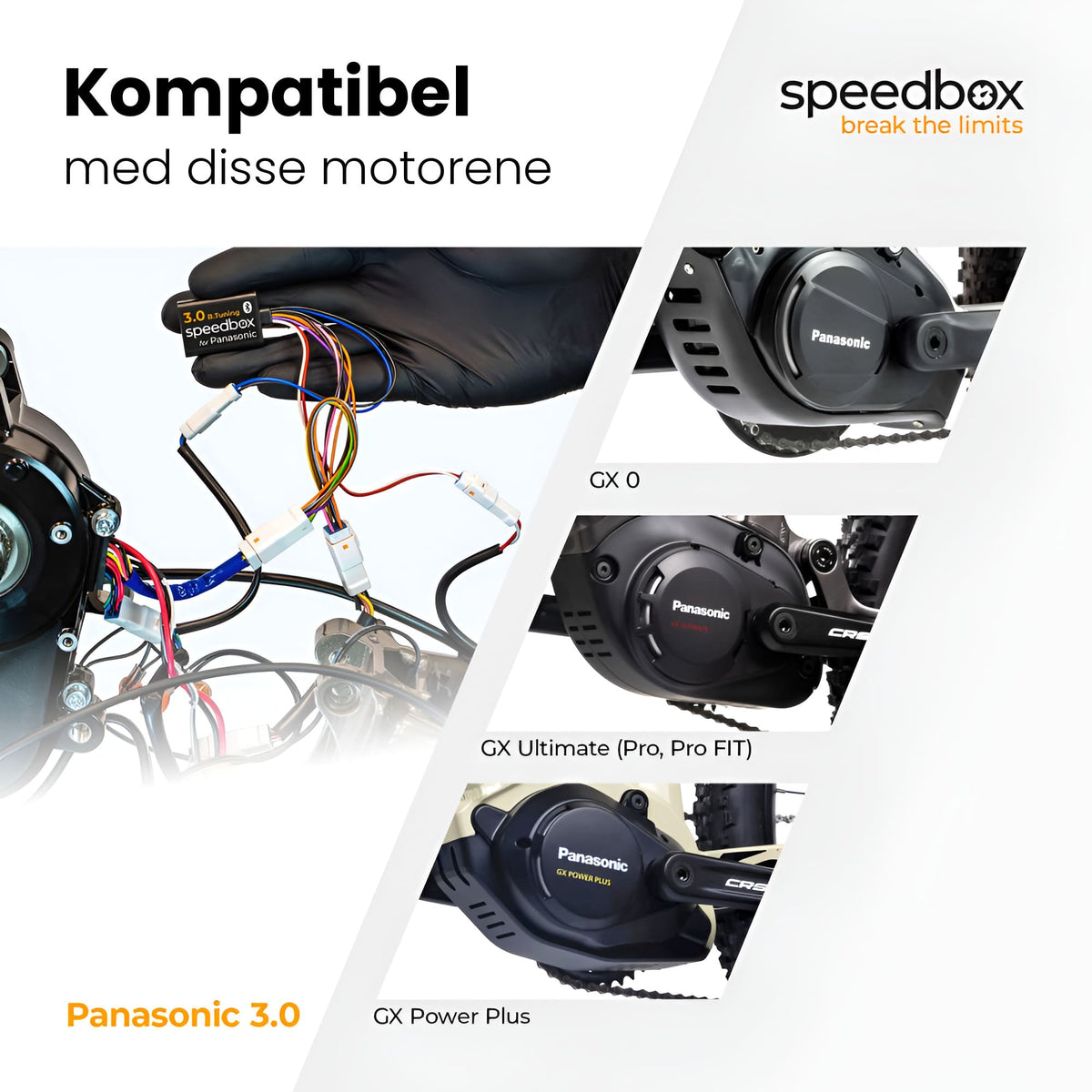 SpeedBox 3.0 for Panasonic (GX serien) Vmax - INNEBYGD ELSYKKELTRIM - OPPHEVER 25 KM/T SPERREN - ebiketech