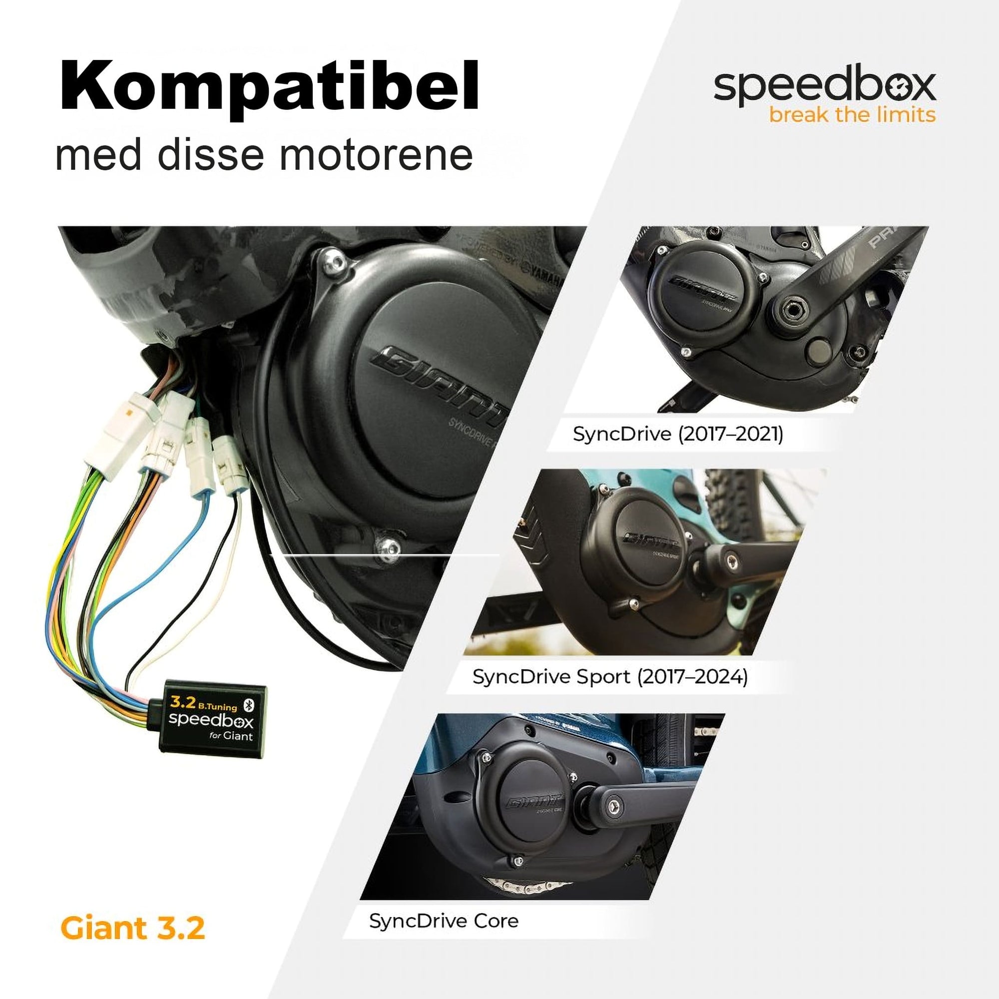 SpeedBox 3.2 B.Tuning for Giant (SyncDrive Sport / SyncDrive Core / SyncDrive Life / SyncDrive 2017 - 2021) - SYKKELTRIM med App! - ebiketech