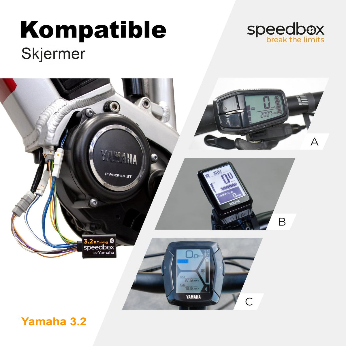 SpeedBox 3.2 B.Tuning for Yamaha (PW - X, PW - SE, PW - TE, PW - X2, PW - ST) - ELSYKKEL - TRIM med App! - ebiketech