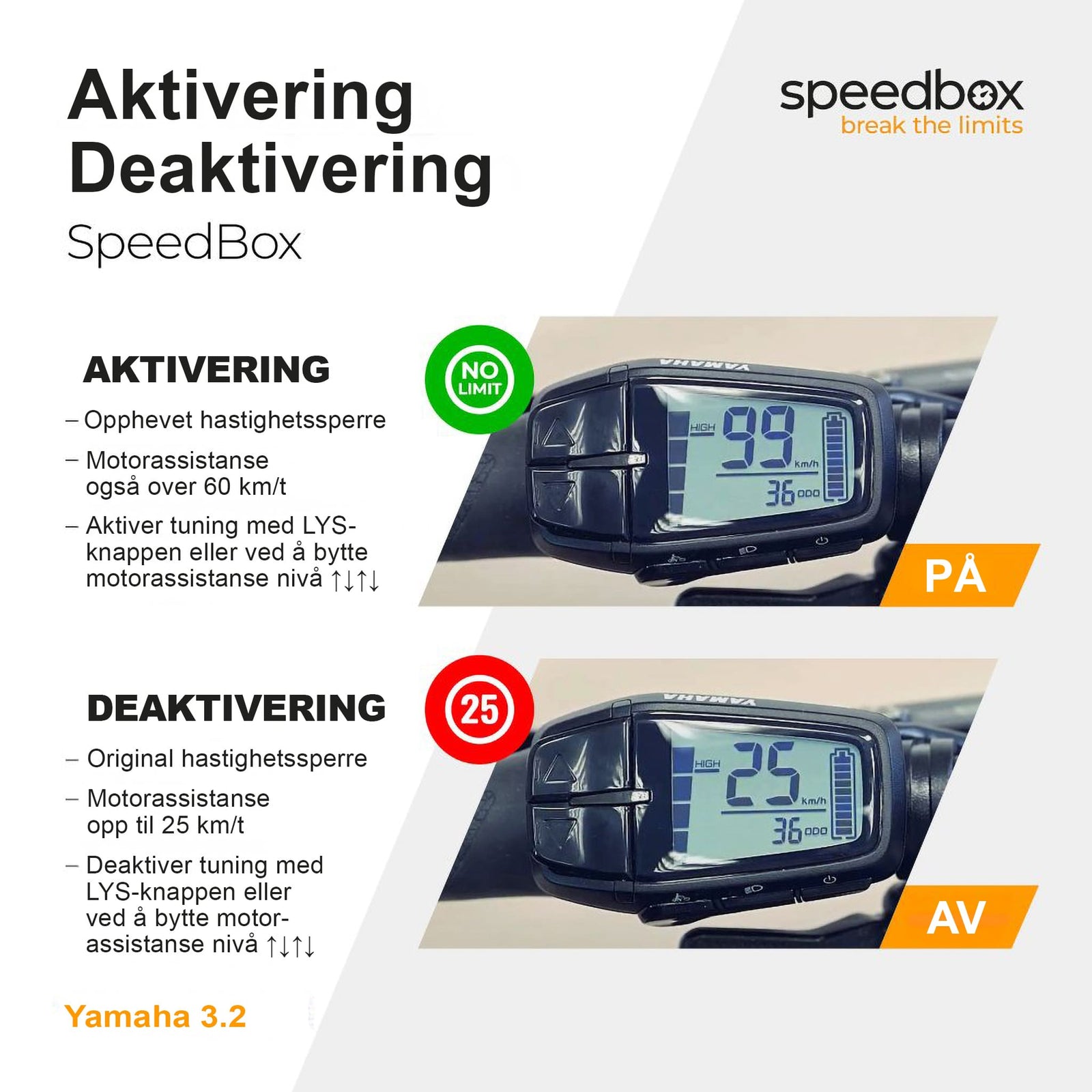 SpeedBox 3.2 B.Tuning for Yamaha (PW - X, PW - SE, PW - TE, PW - X2, PW - ST) - ELSYKKEL - TRIM med App! - ebiketech