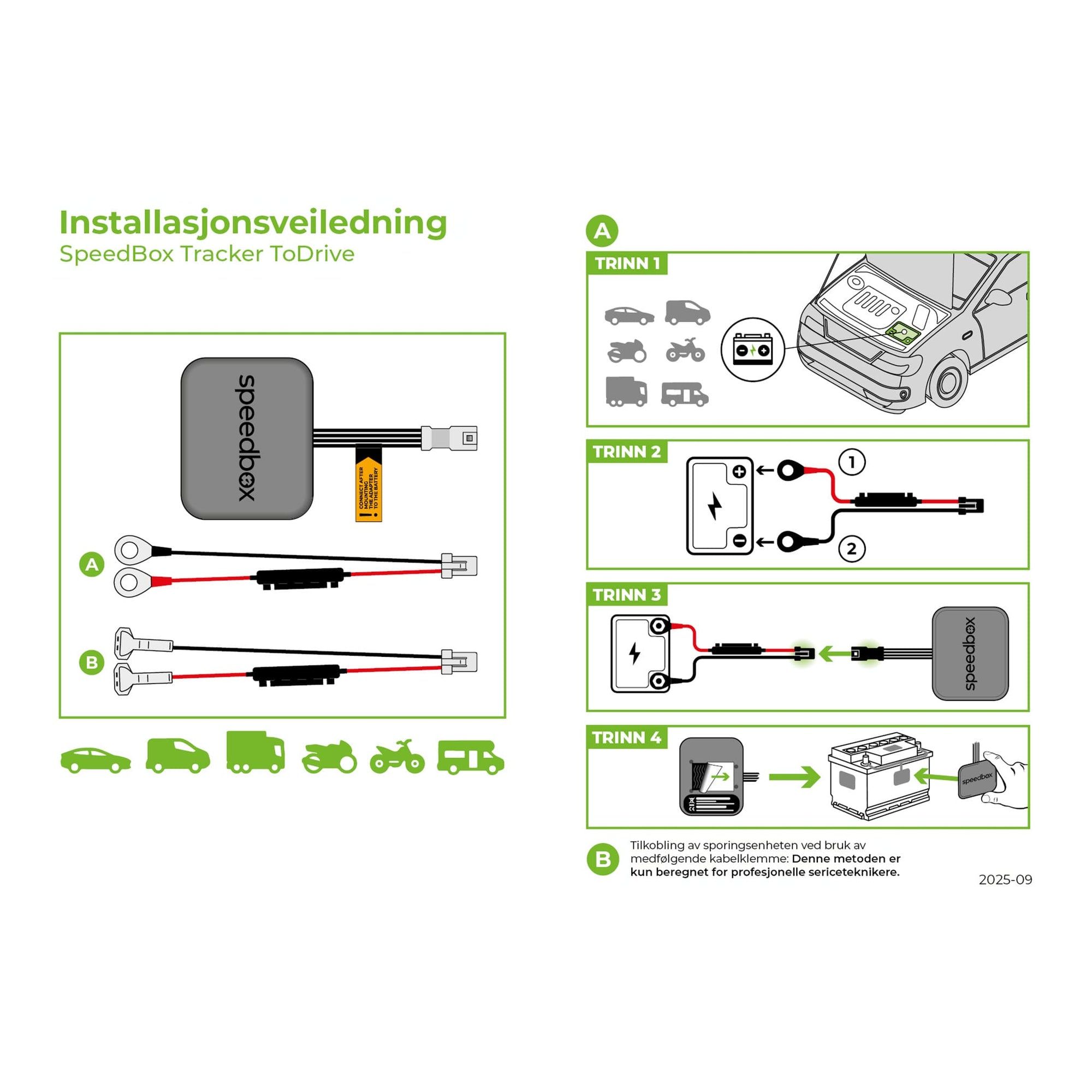 SpeedBox Tracker ToDrive (inkludert App løsning) - Skjult sporingsløsning for bil, motorsykkel, ATV og andre kjøretøy! - ebiketech