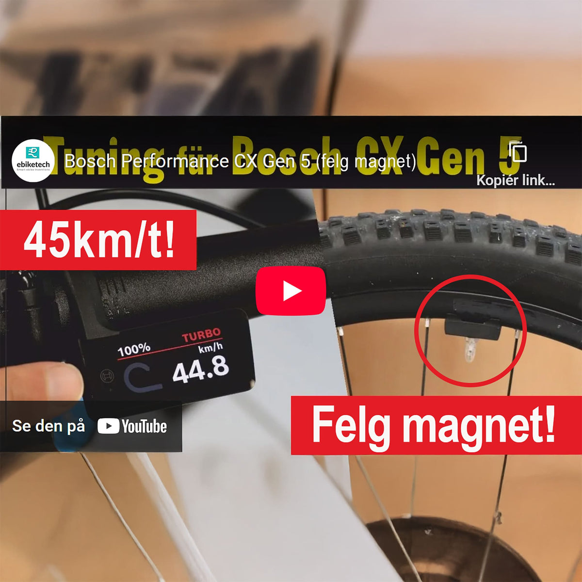 VOLspeed Tuning for elsykler med Bosch Performance Line CX + Felg Magnet (kompatibel med Gen 4 og Gen 5) - ebiketech
