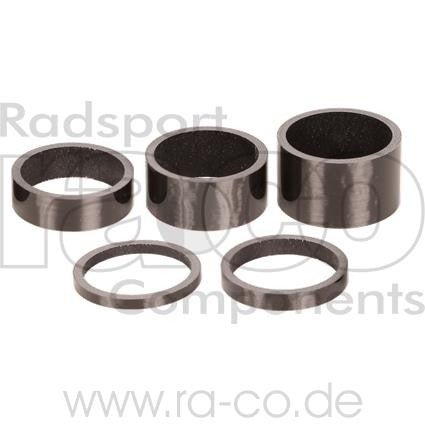 1 1/8 "Karbonavstandssett | Full karbon UD | Sett inkludert 1 stk hver 3, 5, 10, 15 og 20 mm - ebiketech