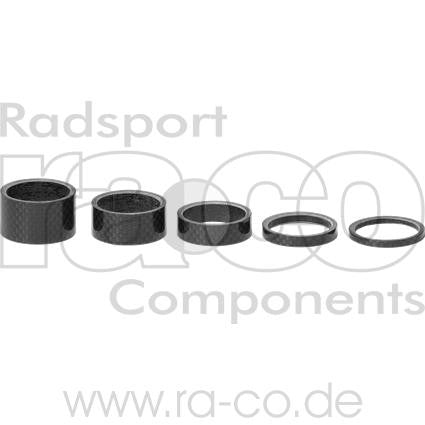 1 1/8 "Karbonavstandssett | Karbon 3K | Sett inkludert 1 stk hver 3, 5, 10, 15 og 20 mm - ebiketech