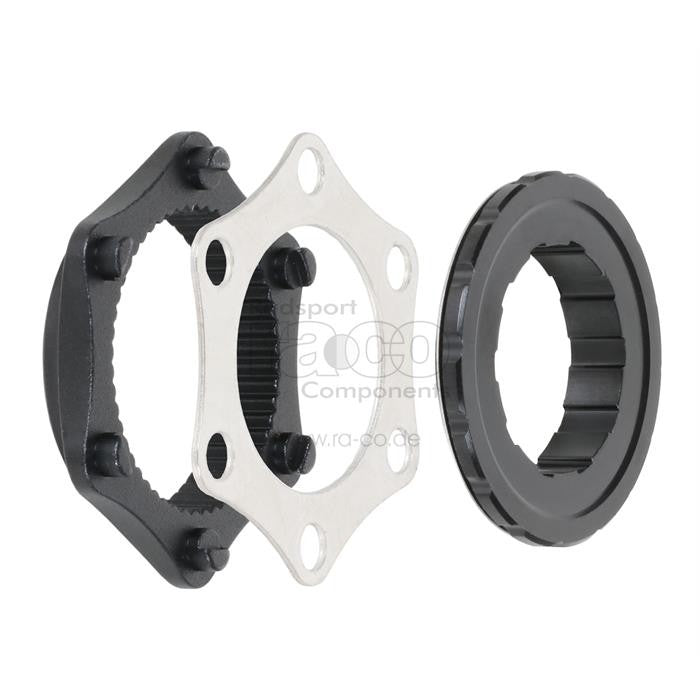 Adapter CenterLock 12/20 mm gjennom akselskive Hub-adapter til 6 bolt bremseskive | med legeringslåsring - ebiketech