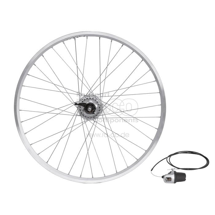 Bakhjul 28 "| Clincher Rim | Solid aksel, Zac2000 Rim Silver, Shimano Nexus 8s Gearhub Silver, inkl. Skifter - ebiketech