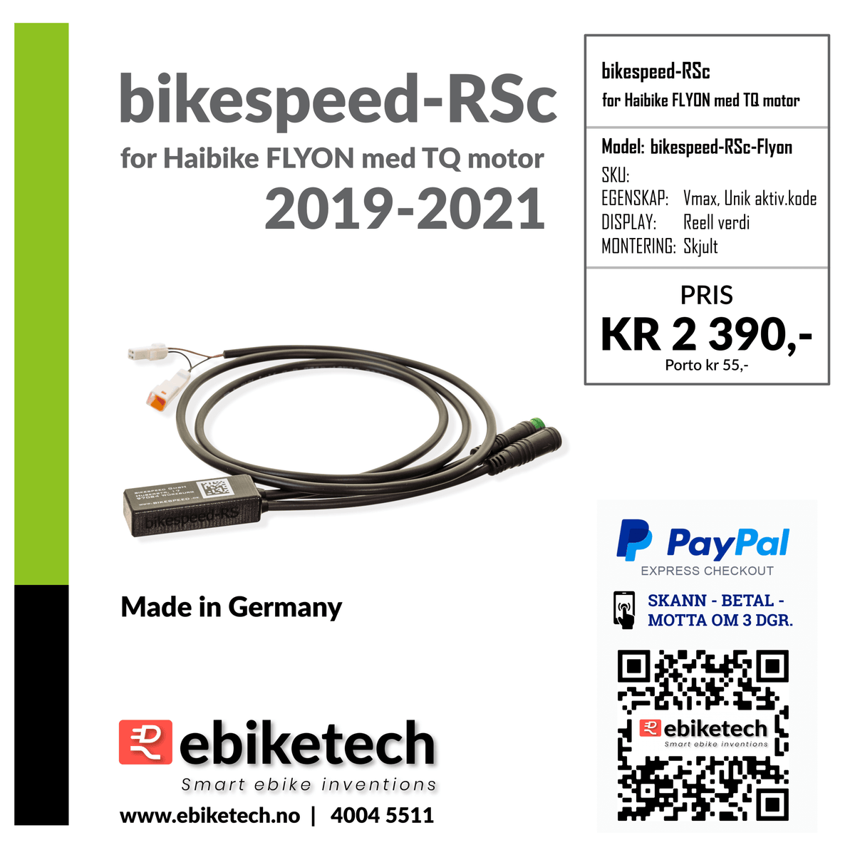 bikespeed-RSc for Haibike FLYON med TQ motor (2019-2021) - ebiketechnology