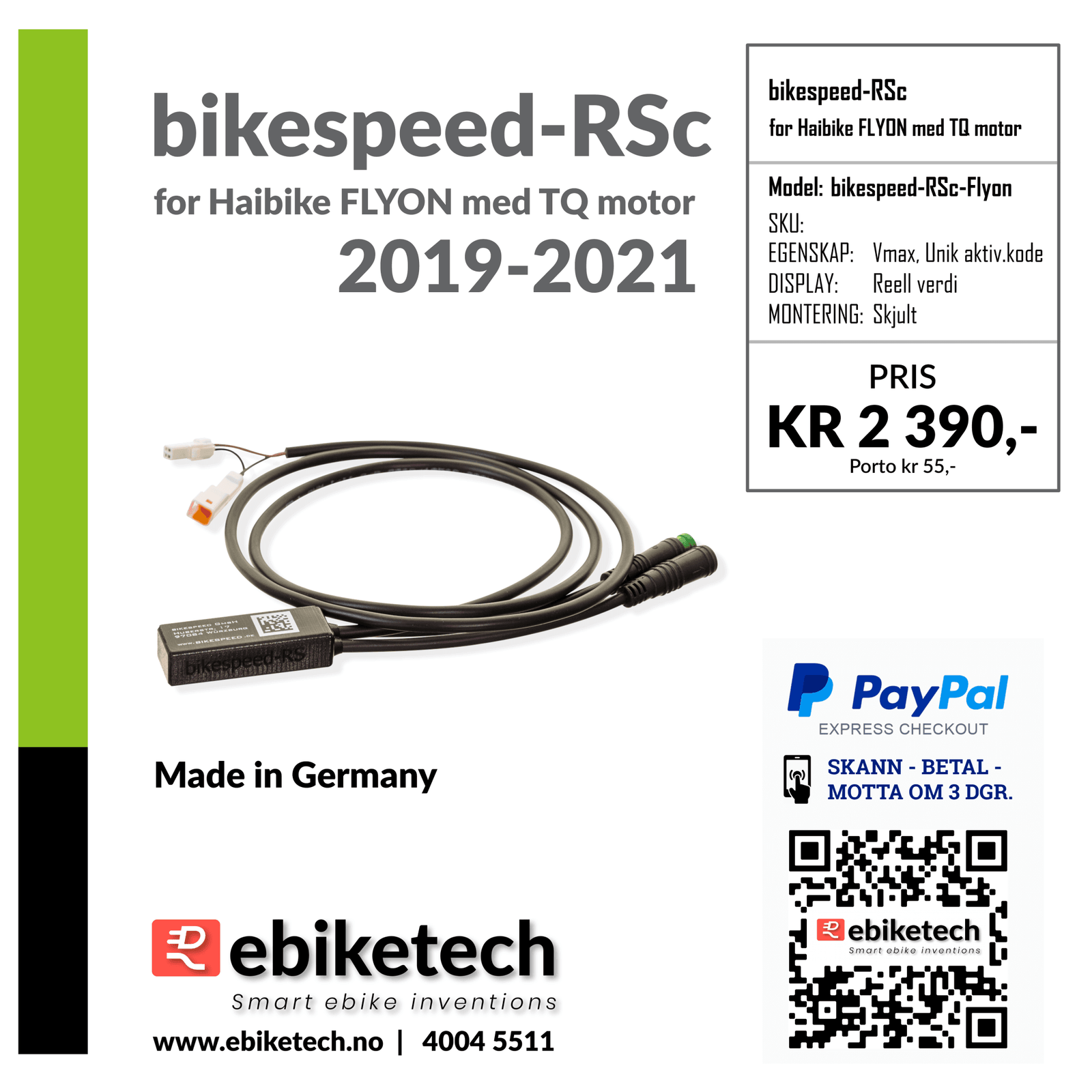 bikespeed-RSc for Haibike FLYON med TQ motor (2019-2021) - ebiketechnology