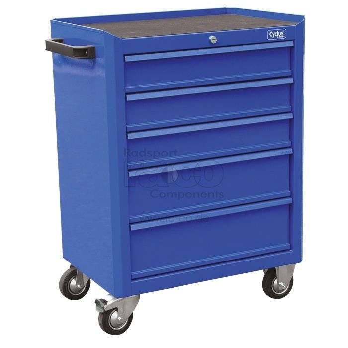 Cyclus Tools Tool Trolley med 5 skuffer | Pulverlakkert blå | Størrelse: H 820/W615/D425, 45 kg - ebiketech