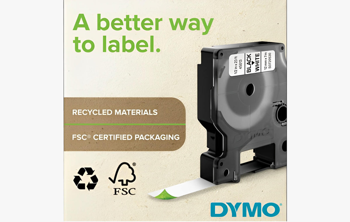 DYMO Label Nylon Sort på Hvit 24mm 3.5m S0773840 - Industri etiketter i Nylon for Dymo Rhino 6000 - ebiketech