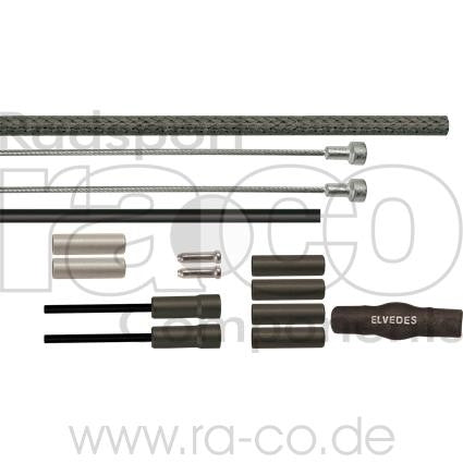 ELVEDES DURALINE RACE BRAKE KABEL SET | Karbonfinish | inkl. ytre foringsrør, kabel og heter - ebiketech