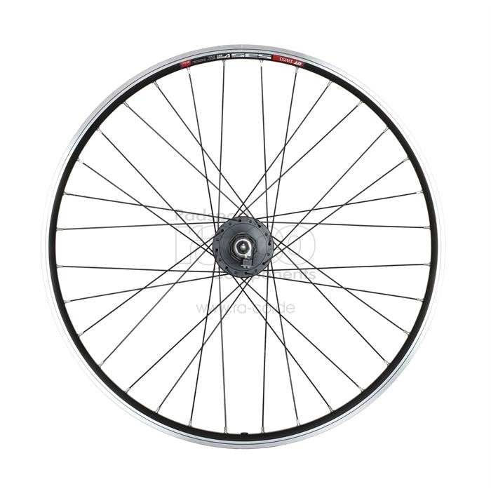 Forhjul 26 "| Clincher Rim | QR, DT Swiss 535 Rim Black, Shimano DH-3N31 Dynamo Hub Black - ebiketech