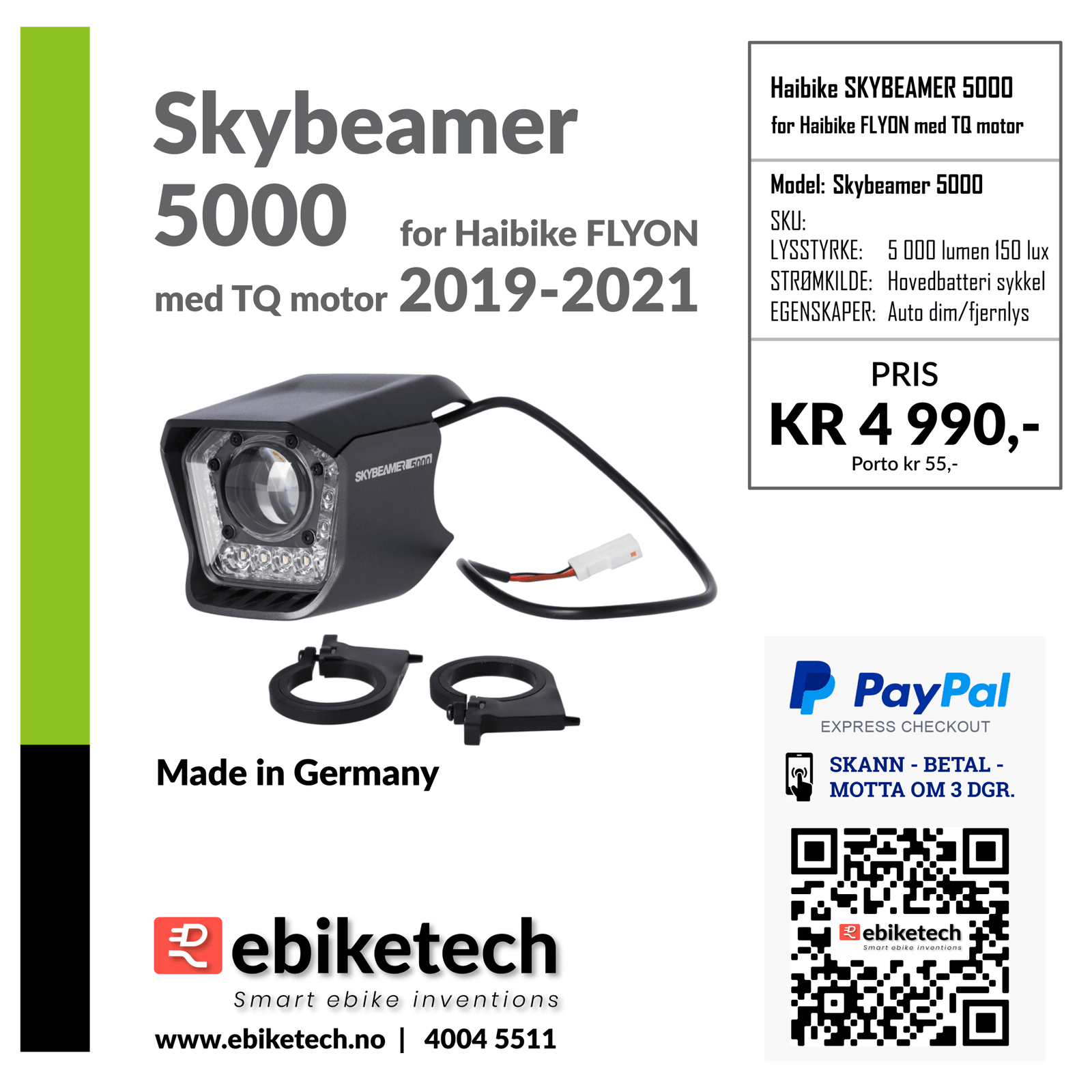Haibike FLYON Skybeamer 5000 frontlys (over 5 000 lumens) – SE OG BLI SETT! - ebiketechnology