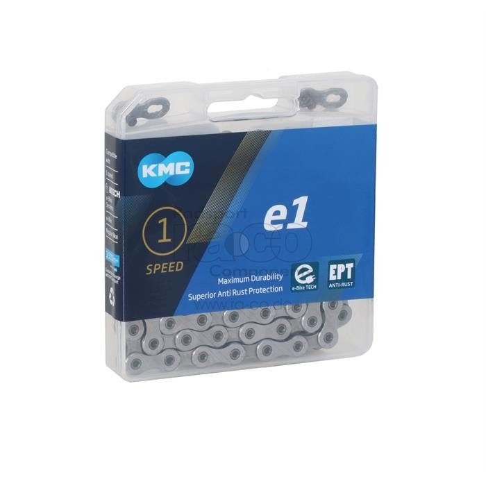 KMC E1 EPT -kjede | 1s | 130 lenker | sølv | Singlespeed | 1/2 "x 3/32" - ebiketech