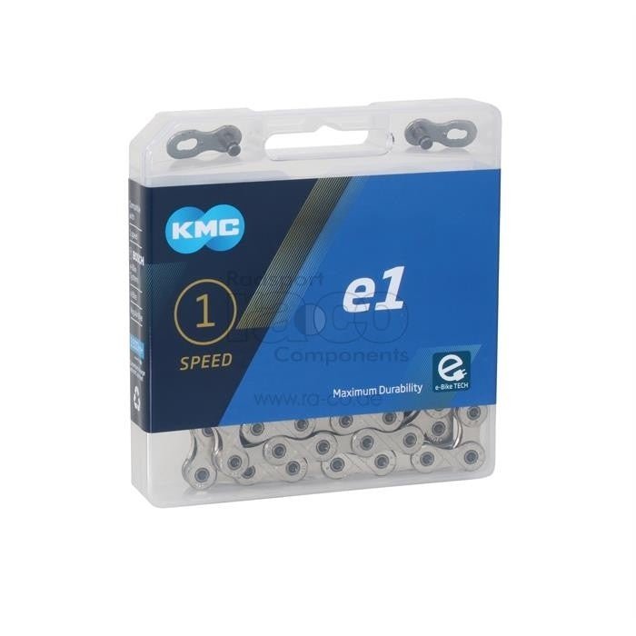 KMC E1 kjede | 1s | 110 lenker | sølv | E-sykkelkompatibel | 1/2 "x 3/32" - ebiketech