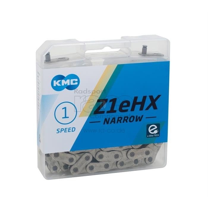 Kmc z1ehx smal kjede | 1s | 112 lenker | sølv | 1/2 "x 3/32" - ebiketech