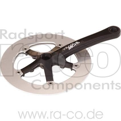Miche Team 1 Crank Set | 44 tenner | Svart/sølv | Alu, Singlespeed, inkl. CNC Rock Ring | 170 mm - ebiketech