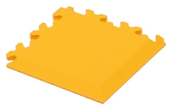 PVC hjørnestripe for verkstedgulvfliser | 13,5x13,5x0,7 cm | gul | 1 stk - ebiketech