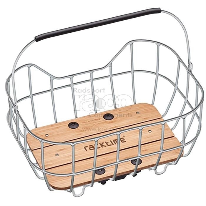 RackTime Baskit Breeze 2.0 Alloy Basket med Bamboo Base inkl. Snapit -adapter | sølv - ebiketech