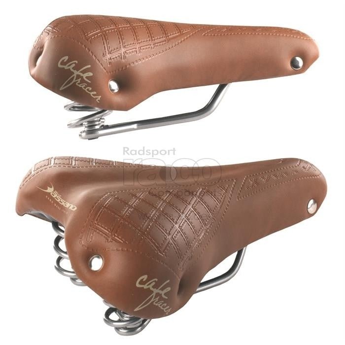 Selle Bassano Cafe Racer Deluxe | Retro - stil sal | sølvskinne - ebiketech