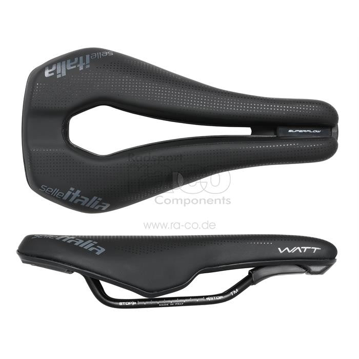 Selle Italia Watt | Triatlon saddl | Jernbanemanganrør | Dekk Fibra-Tec | svart | 285 g - ebiketech
