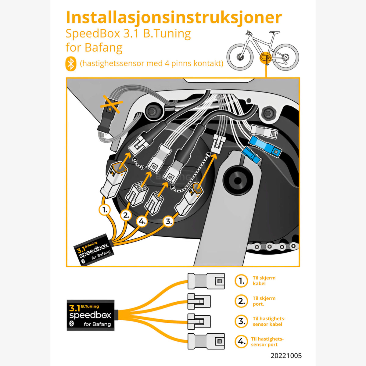 SpeedBox 3.1 B.Tuning for Bafang (4 pin kontakt) - ELSYKKEL-TRIM med App! - ebiketech