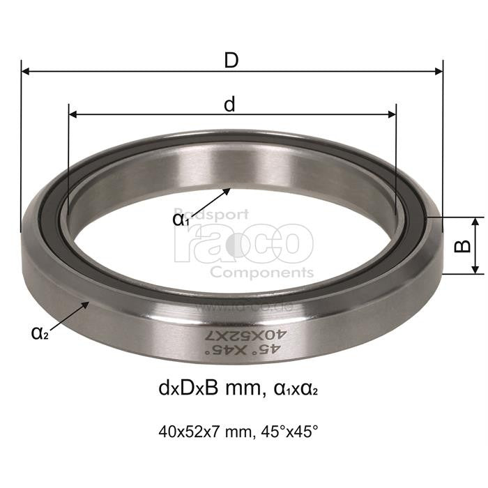 Tecora e patronbæring | 1 1/2 "| 40 x 52 x 7 mm (dxdxb) - 45 ° x 45 ° | 1 stk - ebiketech