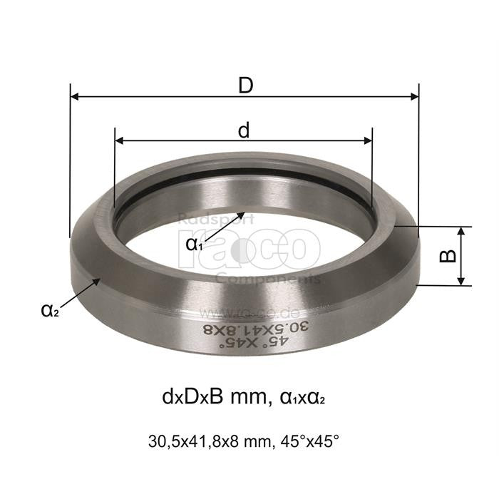Tecora e patronbæring | 1 1/8 "| 30,5 x 41,8 x 8 mm (dxdxb) - 45 ° x 45 ° | 1 stk - ebiketech